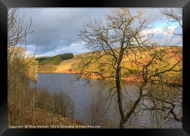 Goyt Valley and Errwood Resevoir at sunset Framed Print by Chris Warham