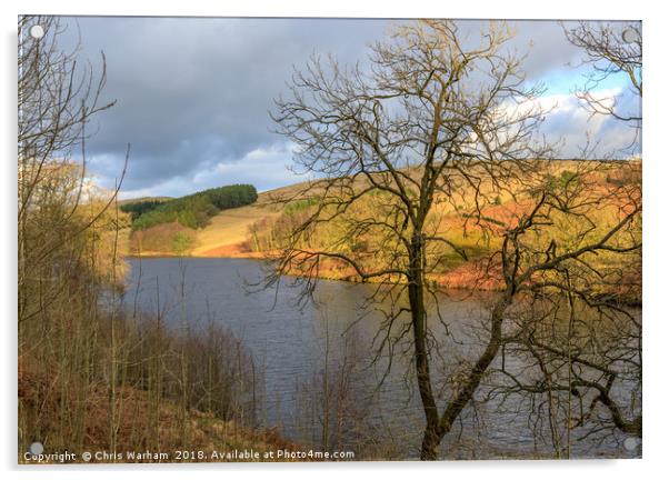 Goyt Valley and Errwood Resevoir at sunset Acrylic by Chris Warham