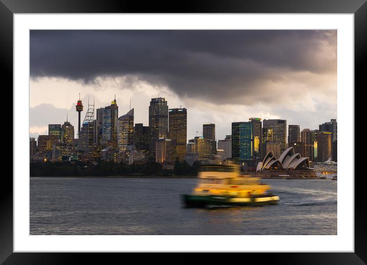Dark moody clouds over Sydney Framed Mounted Print by Andrew Michael