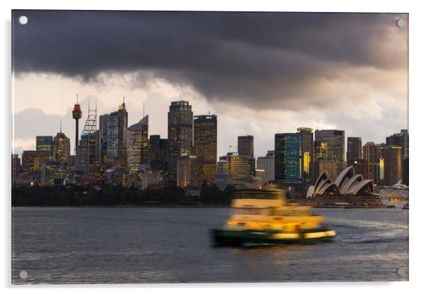 Dark moody clouds over Sydney Acrylic by Andrew Michael