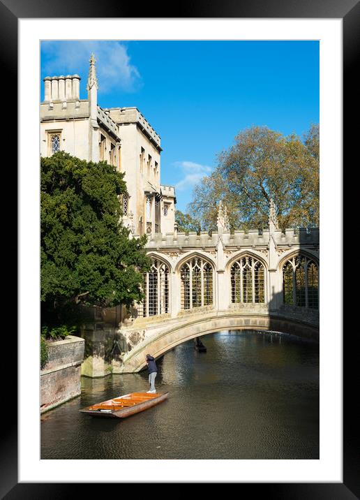 Punting under the Bridge of Sighs Framed Mounted Print by Andrew Michael