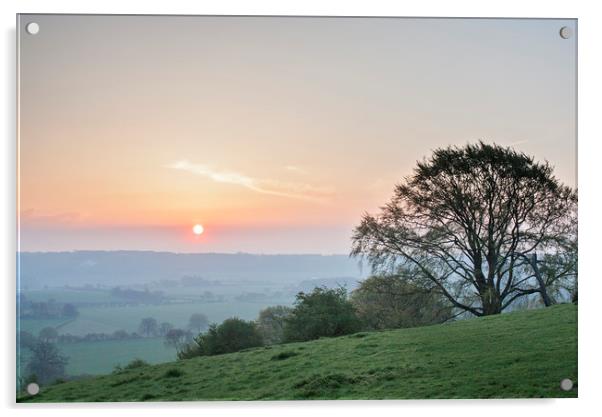 Sunrise in the Chilterns Acrylic by Graham Custance