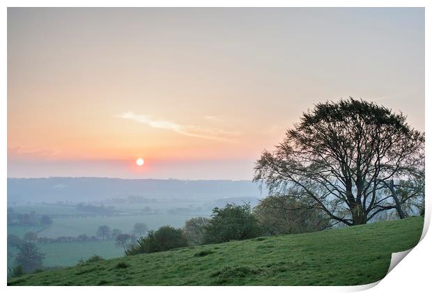 Sunrise in the Chilterns Print by Graham Custance