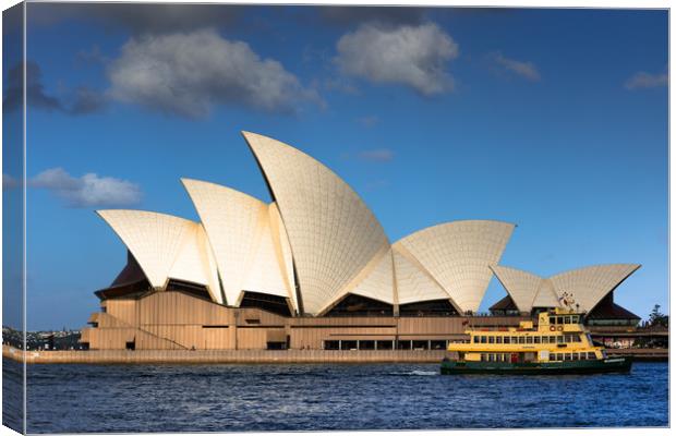 Ferry goes past the Sydney Opera House  Canvas Print by Andrew Michael