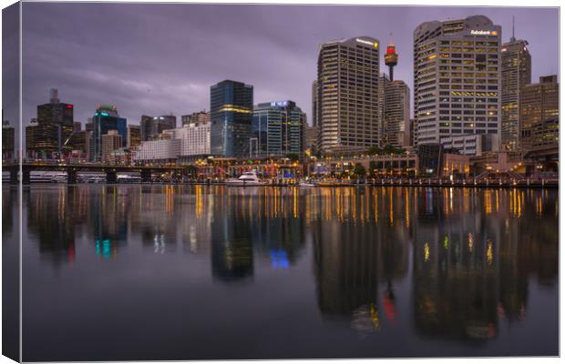 Darling Harbour at dusk Canvas Print by Andrew Michael