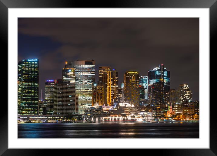 Cruise ship at Sydney harbour Framed Mounted Print by Andrew Michael