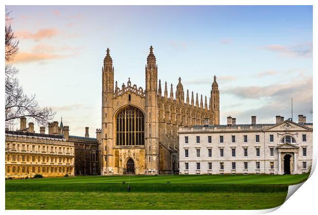 Kings College chapel in late evening light Print by Andrew Michael