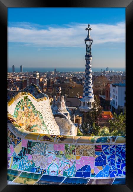Park Guell houses Framed Print by Andrew Michael