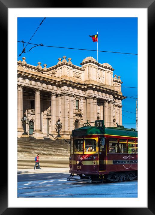 Old City Centre tram outside Parliament House Framed Mounted Print by Andrew Michael