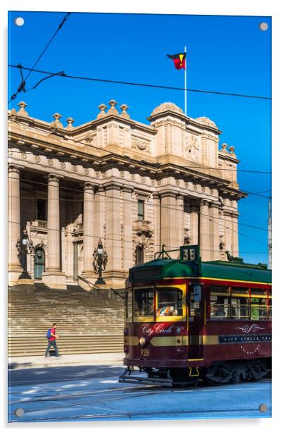 Old City Centre tram outside Parliament House Acrylic by Andrew Michael