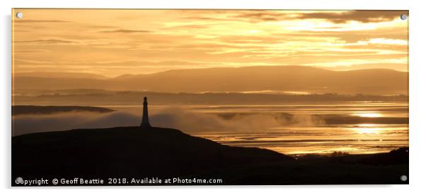 Misty Sunrise over Ulverston and Hoad Acrylic by Geoff Beattie