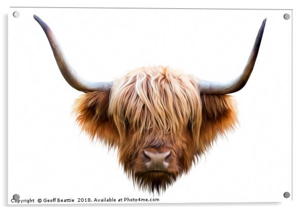 Highland cow cattle abstract digital art original Acrylic by Geoff Beattie