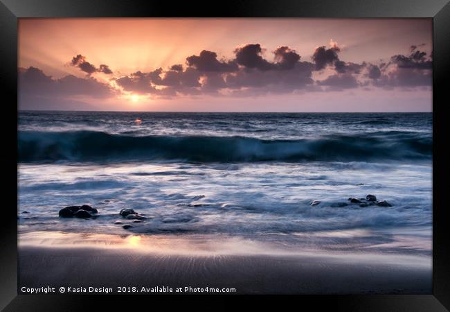 La Arena Beach Sunset Framed Print by Kasia Design