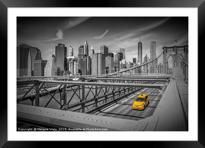 BROOKLYN BRIDGE Manhattan View Framed Mounted Print by Melanie Viola