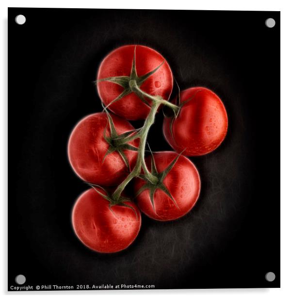 Vine ripened tomatoes. Acrylic by Phill Thornton