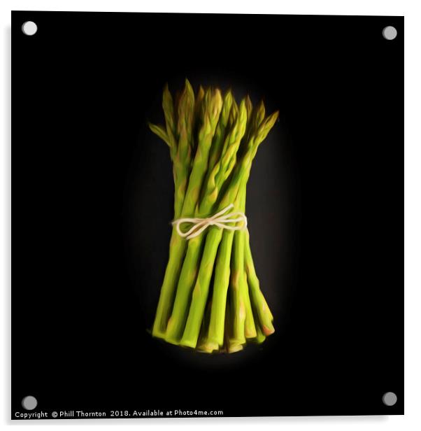 A bunch of fresh Asparagus. Acrylic by Phill Thornton
