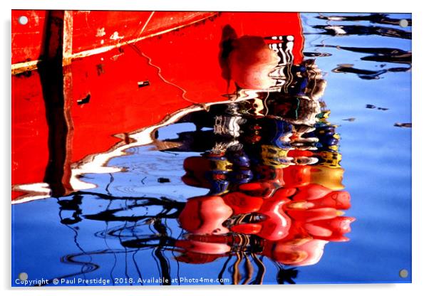 Reflections Mevagissey Harbour  Acrylic by Paul F Prestidge