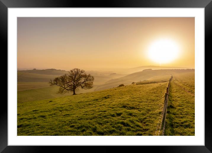 Misty South Downs Way Framed Mounted Print by Malcolm McHugh
