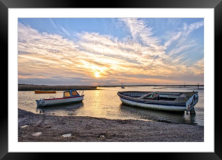 Brancaster Staithe at sunset  Framed Mounted Print by Gary Pearson