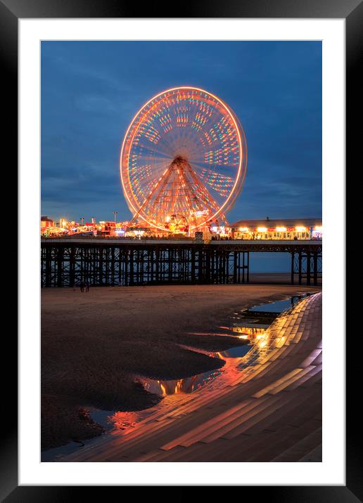 Blackpool at night  Framed Mounted Print by chris smith