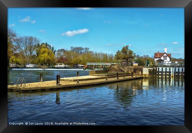 Approaching The Lock At Goring Framed Print by Ian Lewis