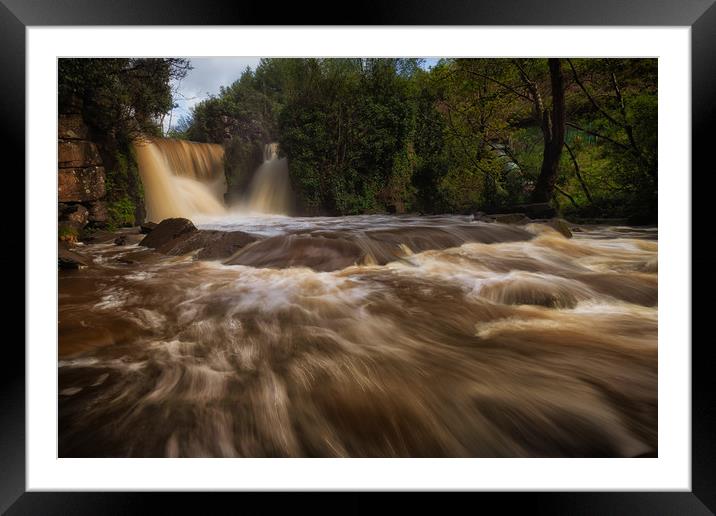 Penllergare Valley Woods waterfall Framed Mounted Print by Leighton Collins