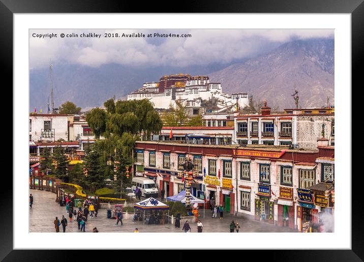 Potala Palace from the Jokhang Temple in Lhasa Framed Mounted Print by colin chalkley