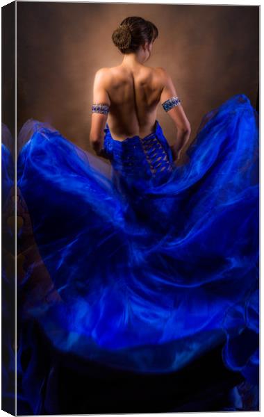 Woman In A Billowing Blue Gown Canvas Print by Maggie McCall