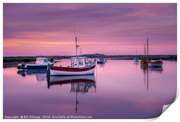 Sunset at Burnham Overy Staithe. Print by Bill Allsopp