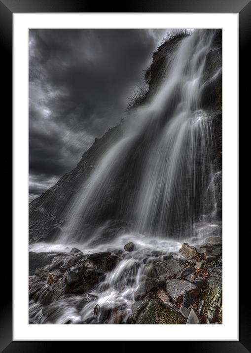 Stormy Bucks Mill Waterfall Framed Mounted Print by Mike Gorton
