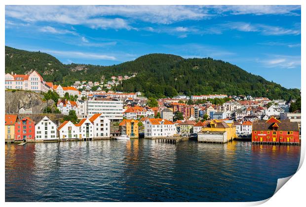 Bergen scenic waterfront Print by Andrew Michael