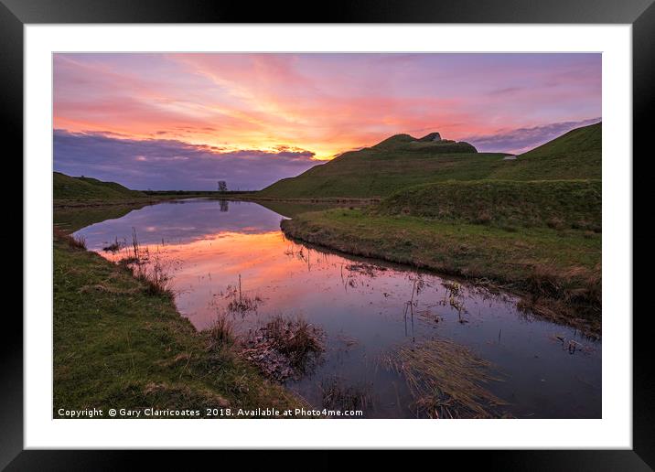 Northumberlandia Sunset Framed Mounted Print by Gary Clarricoates
