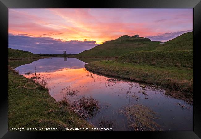 Northumberlandia Sunset Framed Print by Gary Clarricoates