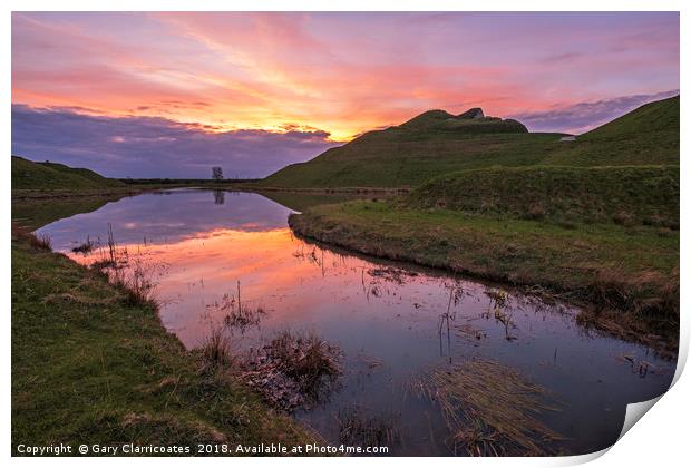 Northumberlandia Sunset Print by Gary Clarricoates