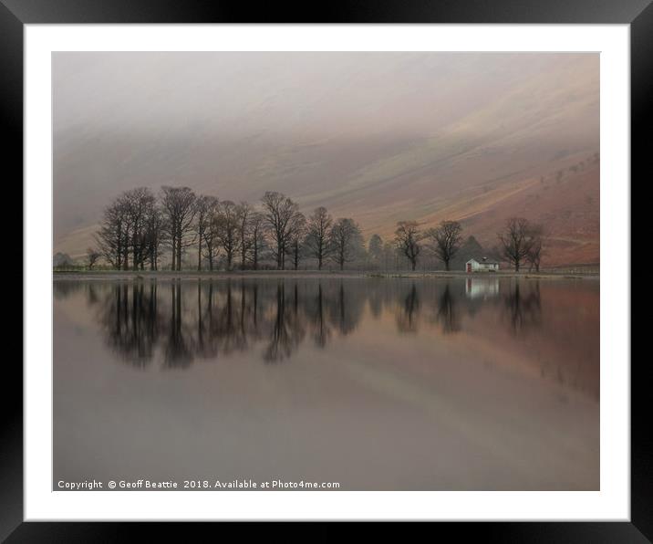 Buttermere hut reflections Framed Mounted Print by Geoff Beattie