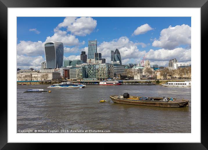 London River Thames Cityscape Framed Mounted Print by Milton Cogheil