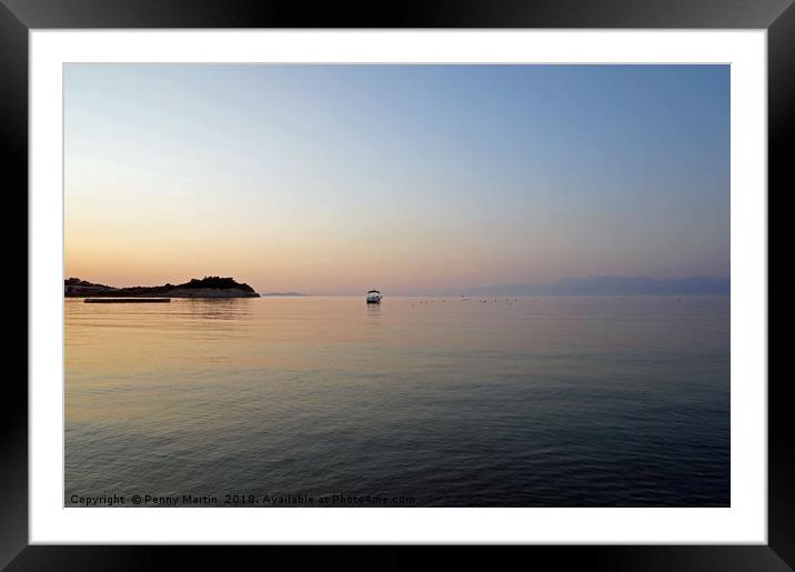 Sunset at Sidari Beach Framed Mounted Print by Penny Martin