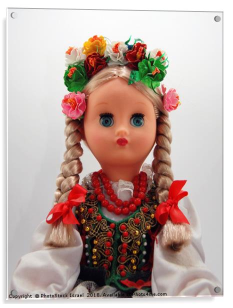 Bulgarian Doll on white background Acrylic by PhotoStock Israel