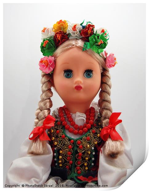 Bulgarian Doll on white background Print by PhotoStock Israel