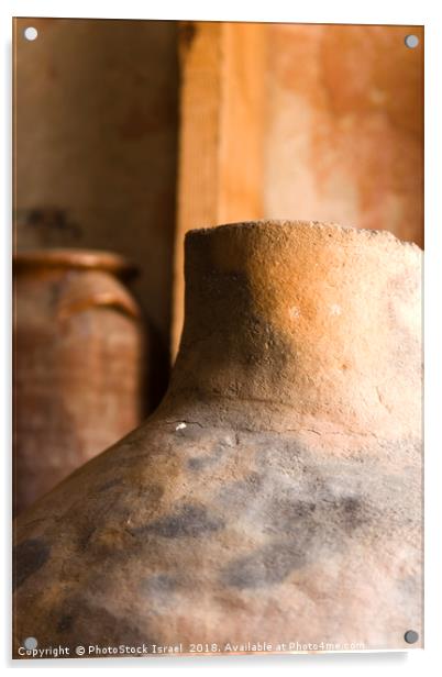 Israel, Achziv, Ancient clay pots on display Acrylic by PhotoStock Israel
