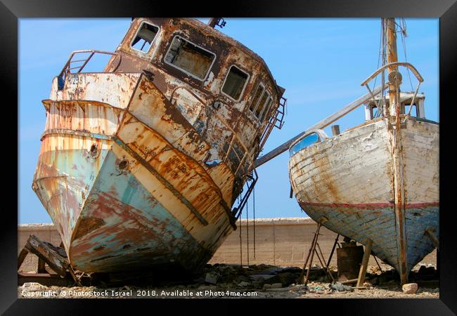boats at dry dock Framed Print by PhotoStock Israel
