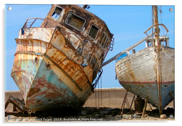 boats at dry dock Acrylic by PhotoStock Israel