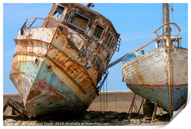 boats at dry dock Print by PhotoStock Israel