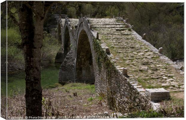 Greece Epirus Zagoria Plakidhas Stone Bridge Canvas Print by PhotoStock Israel