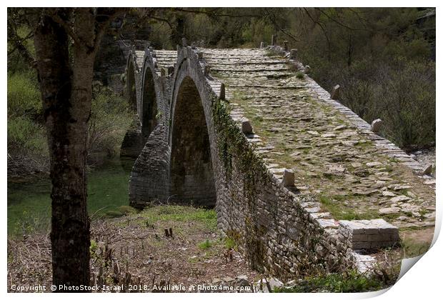 Greece Epirus Zagoria Plakidhas Stone Bridge Print by PhotoStock Israel