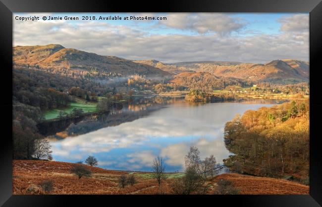 Grasmere in Autumn Framed Print by Jamie Green