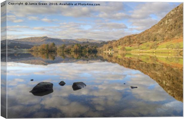 Rydal Water in Autumn Canvas Print by Jamie Green