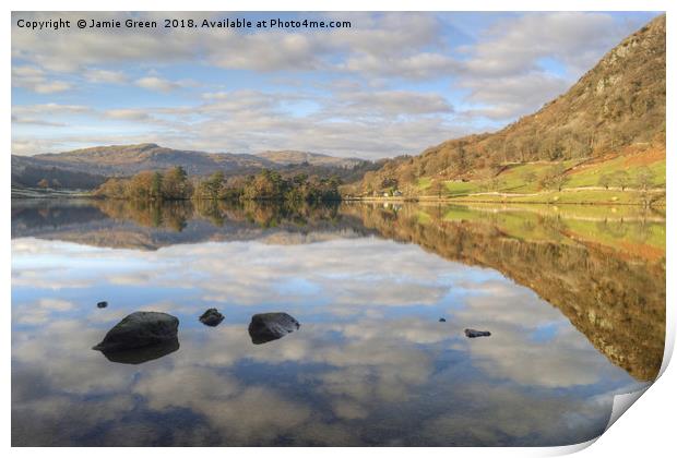 Rydal Water in Autumn Print by Jamie Green