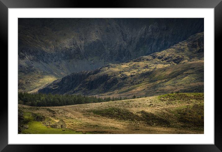 Welsh Mountain Scene in Dappled Light. Framed Mounted Print by Natures' Canvas: Wall Art  & Prints by Andy Astbury