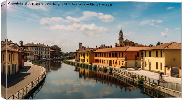 Gaggiano on the Naviglio Grande canal, Italy Canvas Print by Alexandre Rotenberg